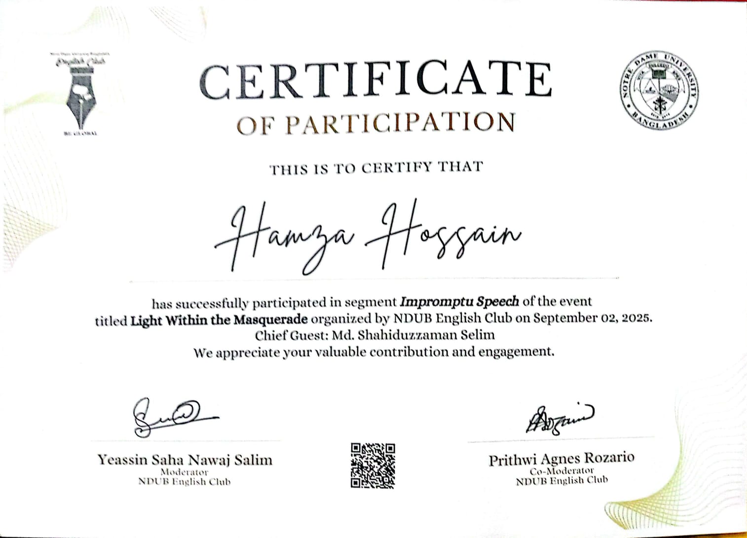 Impromptu Speech Award